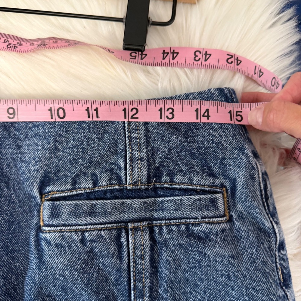 Old Navy - Denim Mini Skirt Front Zipper Medium Wash 100% Cotton Size 6 - Picture 7 of 8